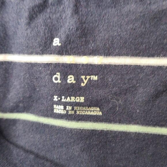 A New Day Navy Blue White Striped Long Sleeve Top Womens Size XL - Picture 4 of 6